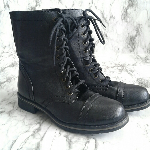 Mossimo Supply Co. Shoes - Mossimo Black Pleather Lace Up Combat Boots